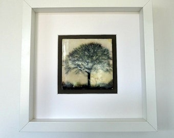 Encaustic Art - Beeswax - Framed Tree Tile