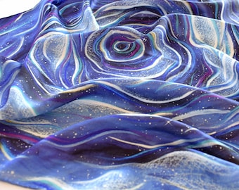 Cosmic Ocean - Silk Tarot Cloth - Altar Cloth, Tarot Cloth, Oracle Cloth, Universe and Stars, Blue Purple Tarot Cloth, Tarot Cards