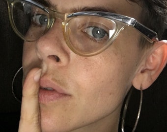 Vintage cat eye glass and aluminum eyeglasses