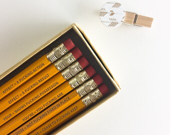 6 Homonym Pencils, Gift for New Teacher, Engraved Pencils, Custom Pencils Set, School Supplies, Back to School, Stocking Stuffer