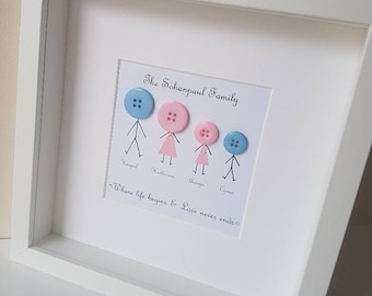 Family Tree / Family Stickman Frame / Family Gift / Family Box Frame
