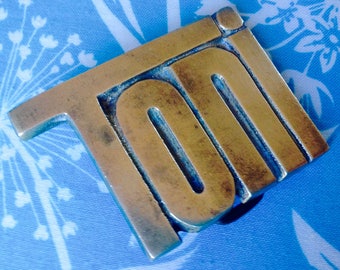 Toni belt buckle, solid brass belt buckle, retro belt buckle, vintage belt buckle, toni collectible, name of toni, men's gift idea