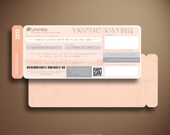 VICTORIA Vintage Boarding Pass Invitation, Destination Wedding Invitation Suite, Airline Ticket, Plane Ticket, Ticket Holder Travel Inspired
