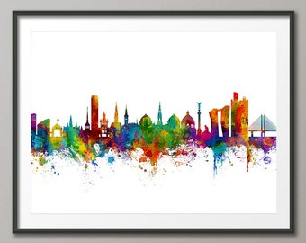 Copenhagen Skyline, Copenhagen Denmark Cityscape Art Print (2853)