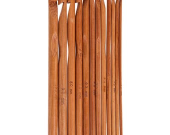 FREE SHIPPING! 12pcs Bamboo Handle Wooden Crochet Hooks Needlecrafts Tool Knit Weave Yarn Craft Knitting Needle