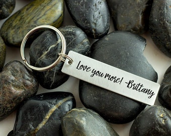 Handwritten Keychain – Laser Engraved Stainless Steel Rectangle Keychain with Message or Name, Keychain for men, Keychain Personalized