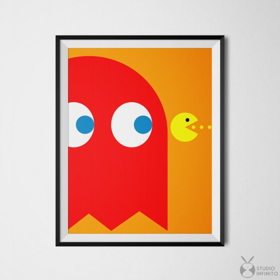 Pac Man Poster Pac Man Minimalist Video Game Decor Retro