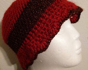 Red Brown beanie hat crochet