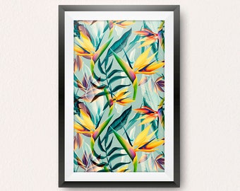 Vibrant Tropical Digital Print,Blue,Tropical,Art,Tropical Print,Wall Art,Palm Print,Nature Print,Plant Print,Wall Print,Interior Art