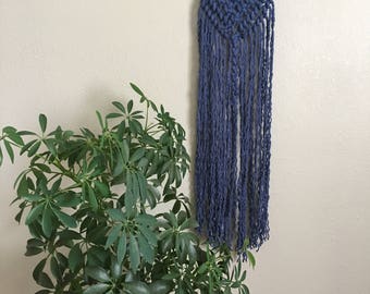Small Blue Macrame Wall Hanging