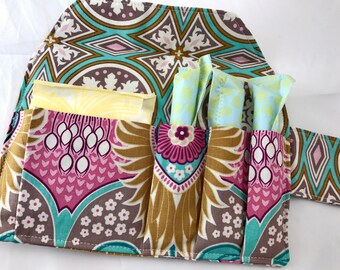 Privacy Pouch - Grey Tampon Case - Sanitary Pad Case - Pad Holder - Tampon Bag - Tampon Holder - Joel Dewberry Aurora in Dijon