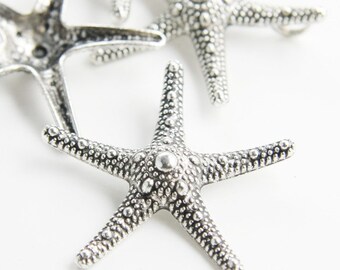 4pcs Oxidized Silver Tone Base Metal Charms-Starfish 37x37mm (12686Y-C-62)