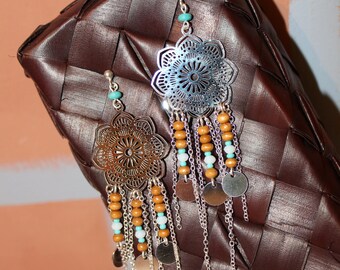 Silvery rosettes for wood and glass earrings