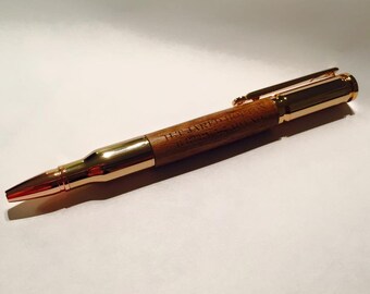 30 Caliber Gold Twist Style Wood Pen