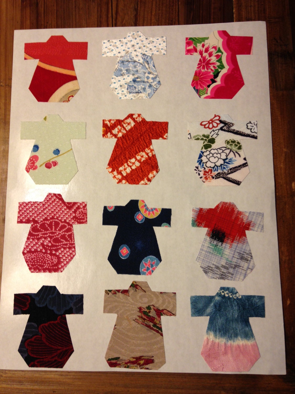 Silk fabric stickers Make your own cards kimono designs