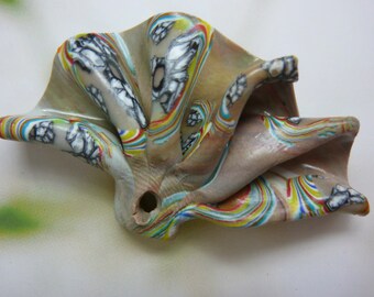 SMALL FAN PERSIMMON-ORANGE POLYMER CLAY CREATION