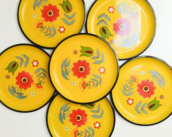Vintage Large Yellow Flower Serving Tray or Platter