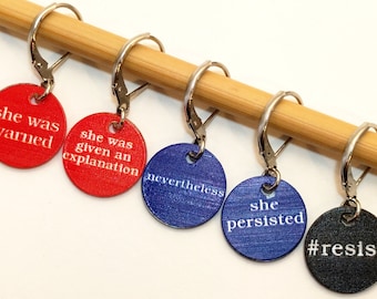 Charity Donation: SHE WAS WARNED - Set of 5 Stitchmarkers for Knitters and Crocheters