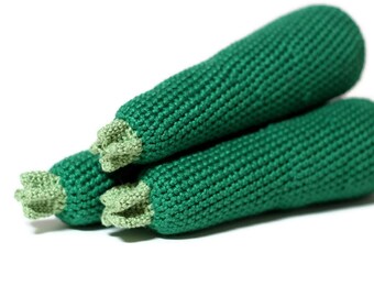 Crochet Zucchini Crochet vegetables Amigurumi food Tactile toy Play Food Crochet food Play Kitchen Pretend Play Learning toys Eco friendly