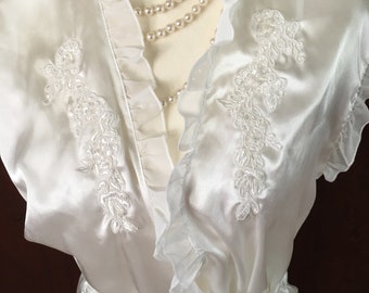 M/ Linea Donatella/White Peignoir/Robe and Nightgown/Short/Medium