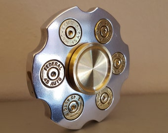 LIMITED QTY! The ORIGINAL 'Hand Cannon' Fidget Spinner! Polished aluminum Hybrid Ceramic Bearing or R188 Insert with Brass Bearing Caps