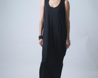 Long Caftan Dress / Maxi Dress / Casual Dress / Sleeveless Maxi Dress / Jersey Summer Dress / Plus Size Dress / Marcellamoda - MD0009