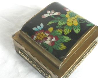 Vintage cloisonne box - Chinese cloisonne and brass box - Chinese cloisonne box - antique Chinese brass and cloissone box