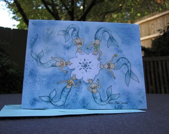 Mermaid Snowflake Holiday Cards - Set of ten