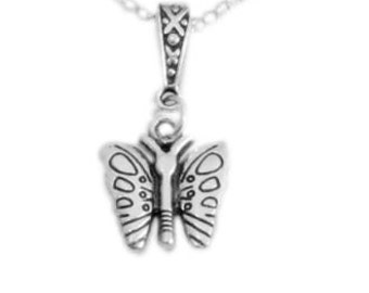 Butterfly necklace,Silver Butterfly necklace,small Butterfly pendant,Butterfly charm necklace,tiny charm necklace uk