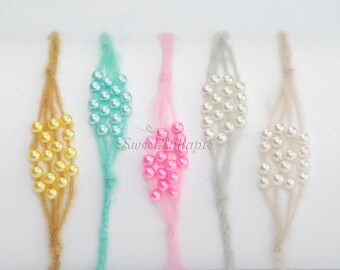 Pearl Tieback Newborn headbands Pink Mint Newborn Photo Prop Newborn tieback baby headband baby tieback newborn tieback prop tieback RTS