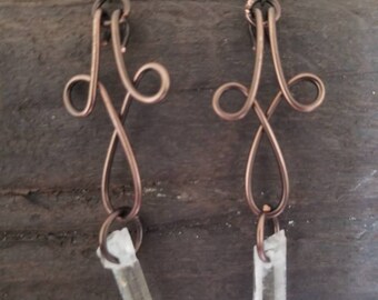 Clear quartz point earrings