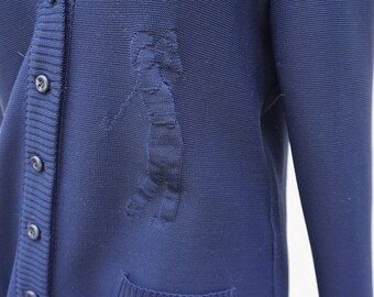 Navy Tennis Golf Player Cardigan Sweater With Pockets