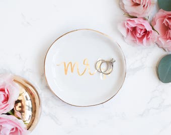 Mrs Ring Dish | Gold Engagement Gift Bride Gift Anniversary Gift Wedding Gift Jewelry Dish Trinket Dish Ring Holder Jewelry Holder Wedding
