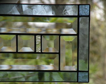 stained glass window panel beveled and blue