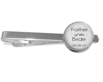 Father of the Bride - Personalized with your wedding date - Keepsake tie clip - Wedding Party jewelry - Father of the Bride - tie clip