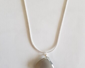 Moonstone pendant on sterling silver chain