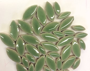 Light Green Ceramic Petals-50g//green petals// discount petal tile // discount mosaic tile