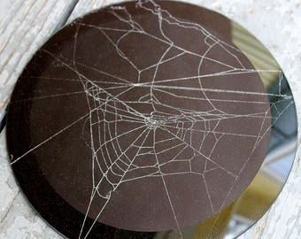 HADRIANA Spider web decoration - real spider web under round glass paperweight