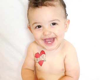 temporary tattoo mom heart tattoo funny mothers day gift for mom kids fake tattoo retro red heart tattoo for children funny tattoo for mum