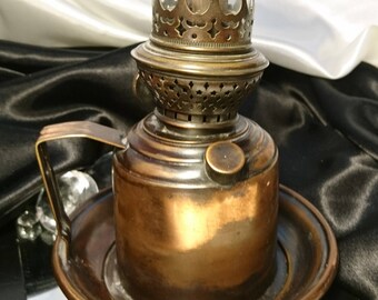 Antique copper hurricane lamp / storm lamp, British made copper oil lamp, Valor