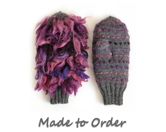 Thrummed Mittens / Knitted and insulated with 100% wool thrums / Handmade by Dubbele Dutch