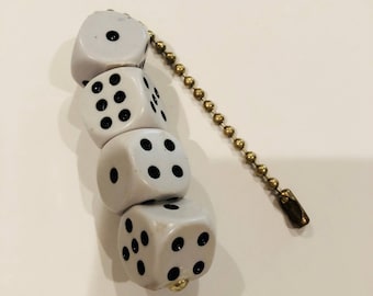 Dice Ceiling Light/Fan Pull Chain with Brass tone Chain
