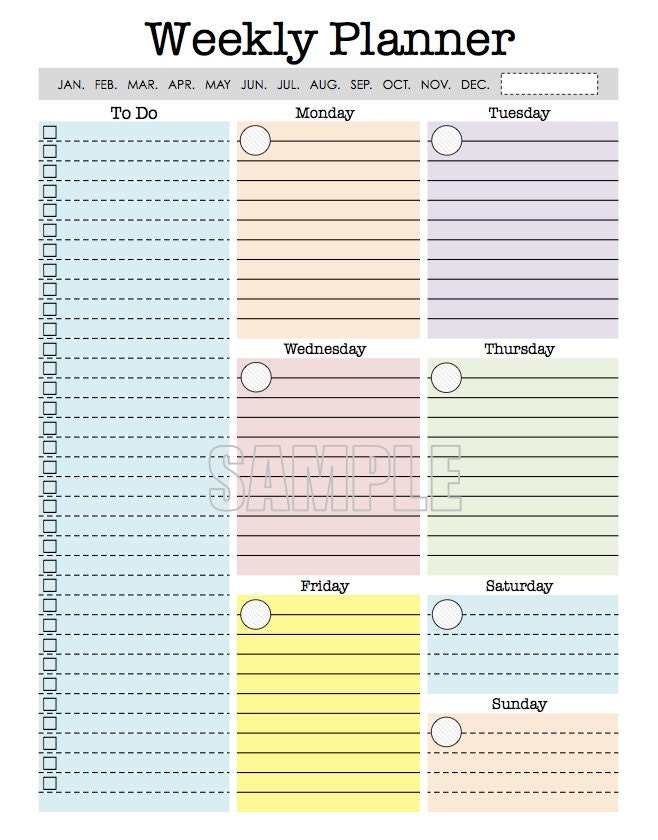 Weekly Planner Page printable weekly organizer week at a