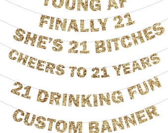 21st birthday Glitter Banner - 21st Birthday Banner, Photo Prop, Birthday Banner Glitter Banner