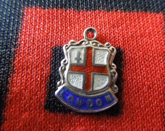 Enamel Silver London Charm Vintage Enamel London England Travel Shield Silver Charm for Bracelet from Charmhuntress 04506