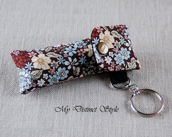 Fabric Lip Balm Holder with Keyring, Lip Balm Cozy, Chapstick Holder, Bridesmaid Gift