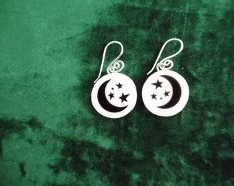 Moon and Stars Glass Earrings
