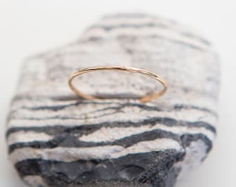Dainty Ring | 14K Gold Filled | Plain Gold Ring | Thin Ring | Stacking Ring | Delicate Ring | Hammered Ring | Gift For Her