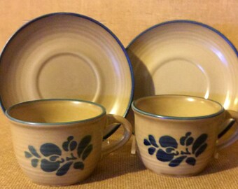 Pfaltzgraff Folk Art Two Cups & Saucers