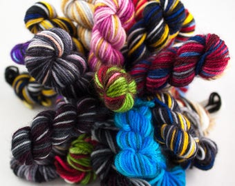 Mini Skeins - Small Party Pack - Hand-Dyed Self-Striping Sock Yarn